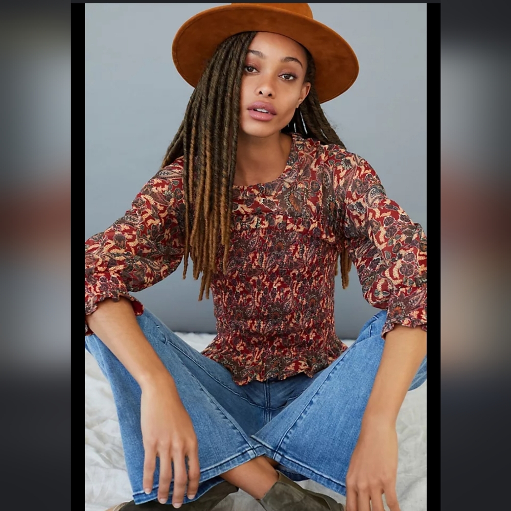 Anthropologie (Let Me Be) Iris Smocked Blouse Size US 10